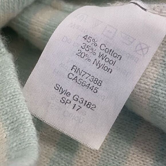 J.crew wool blend striped shirt sleeve sweater mint cream medium - Picture 5 of 9